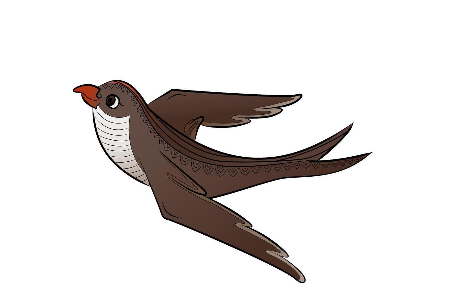 Brown bird fly. White background. vector
