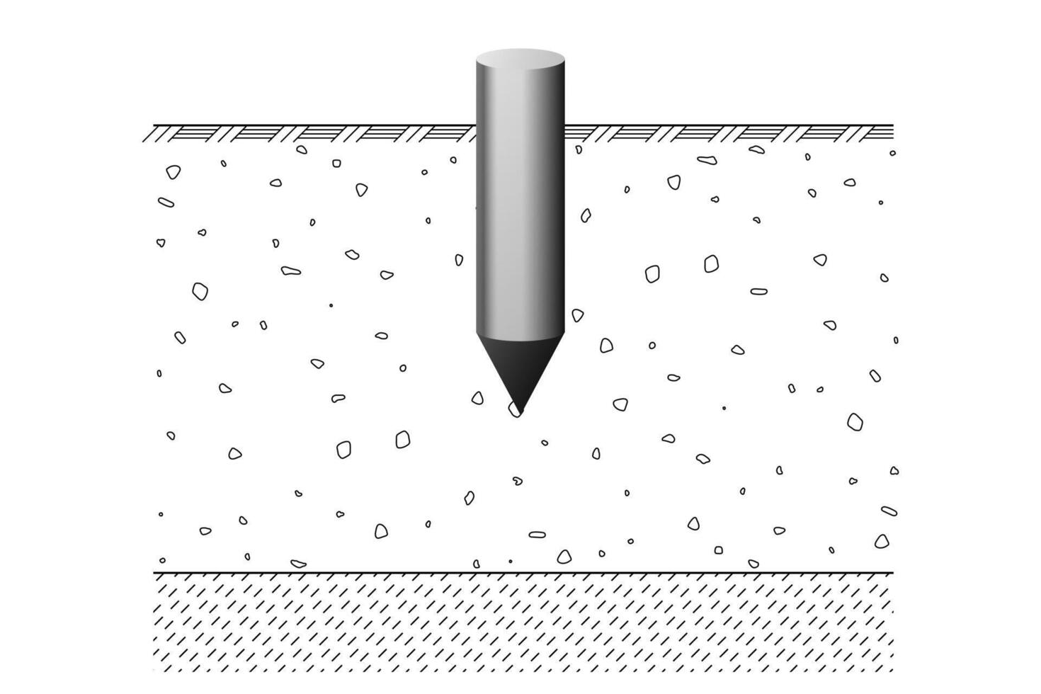 Friction pile bedrock. Construction foundation. vector