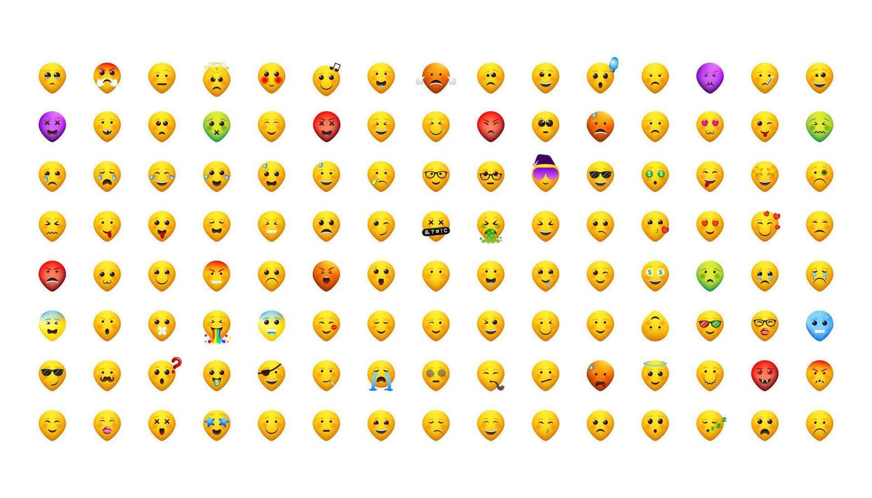 Big yellow emoji pack. Face emoticons set for web and mobile applications. Facial signs collection for messengers and apps. vector