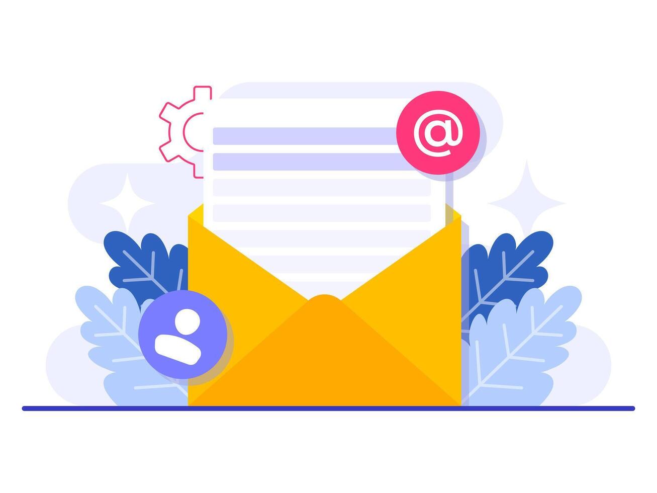 Opened envelope with a letter, Email marketing flat illustration, Online business strategy, Advertising, Email newsletter, messaging, Marketing material concept vector