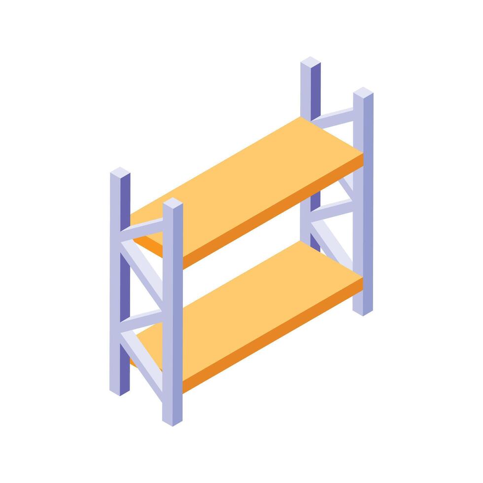 Empty warehouse shelves ready for stock placement vector