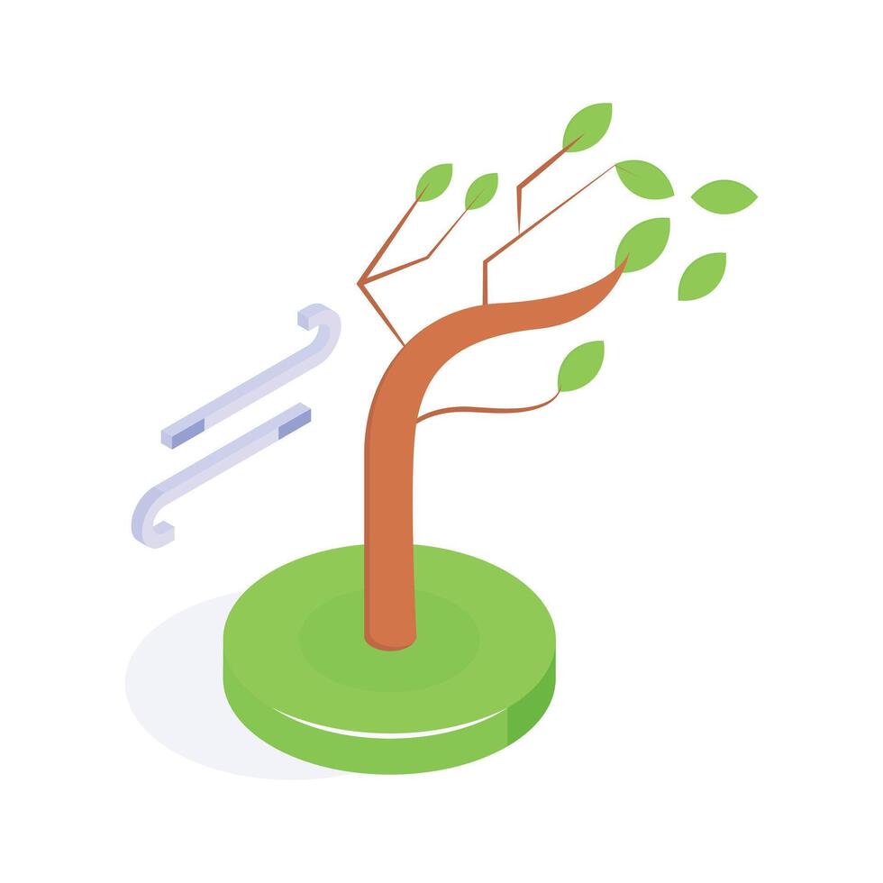 A tree bending in the wind, representing stormy or windy weather design vector