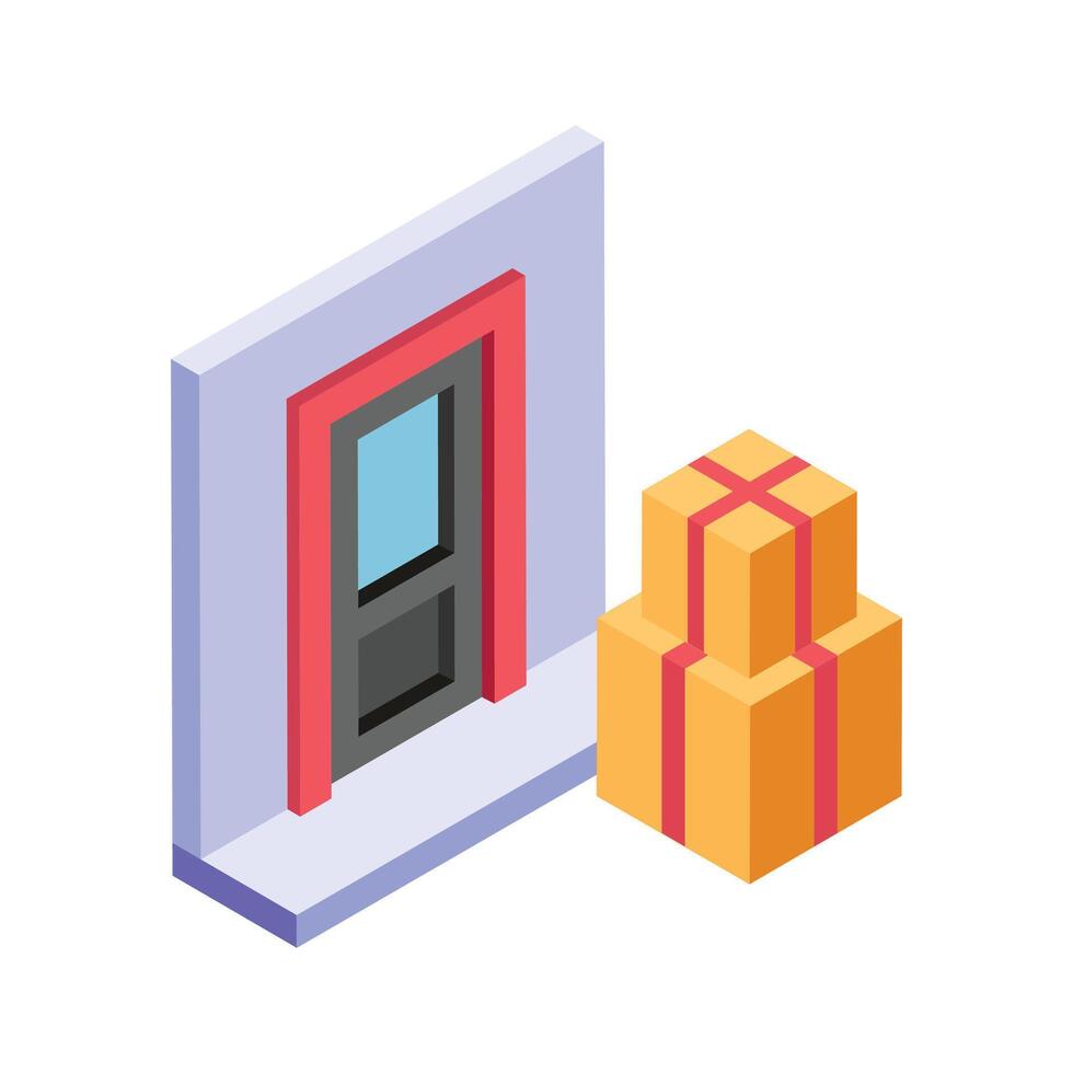 Editable isometric icon of home delivery in modern style vector