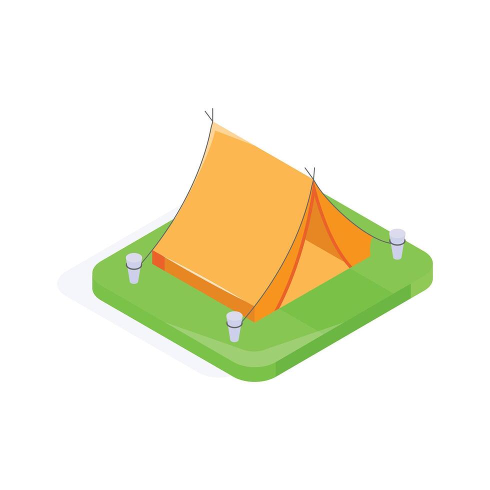 Isometric icon of camping tent in modern style vector