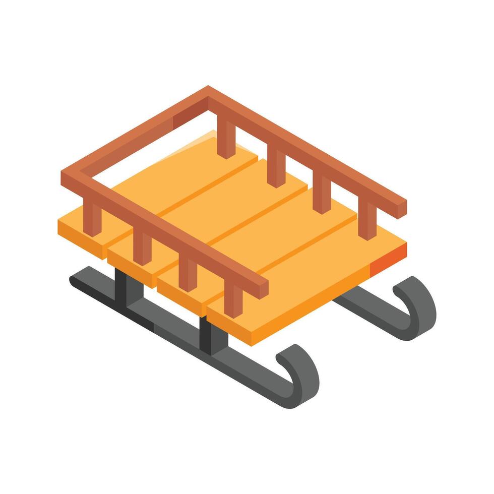Traditional wooden sled for sliding on snow vector