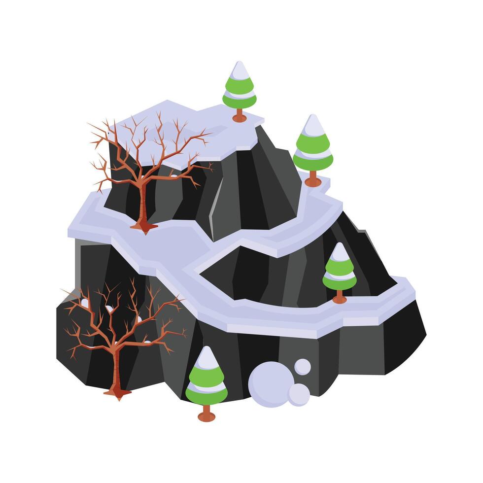 Snow capped mountain peaks, representing winter outdoor adventure vector