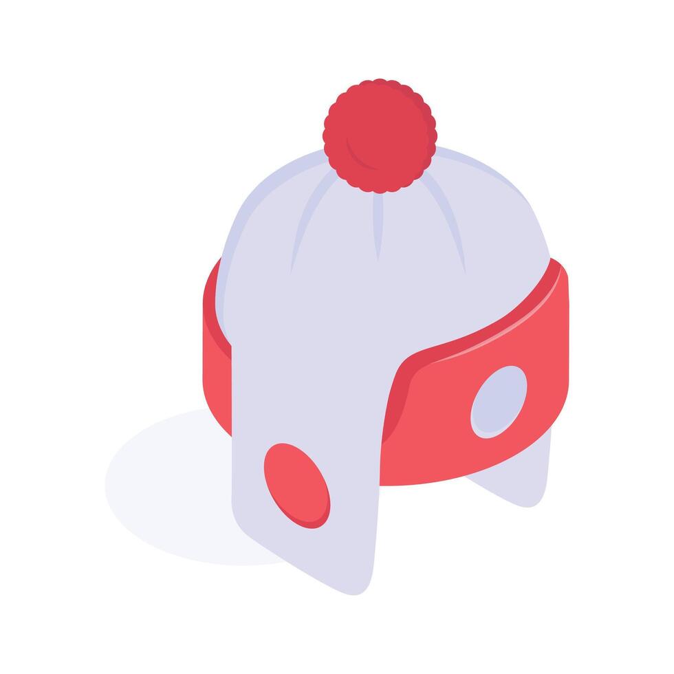 Red knitted hat to keep warm in cold weather vector