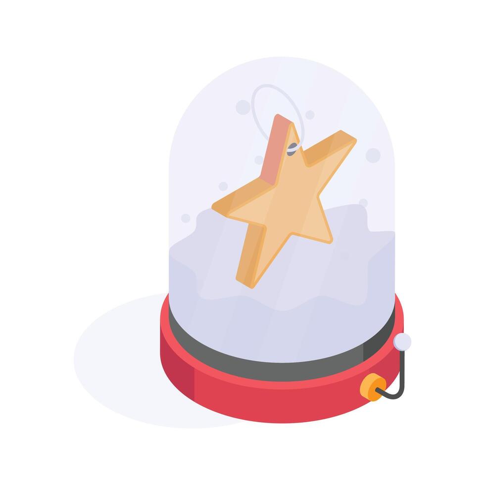 A snow globe with a single star inside, perfect decor vector