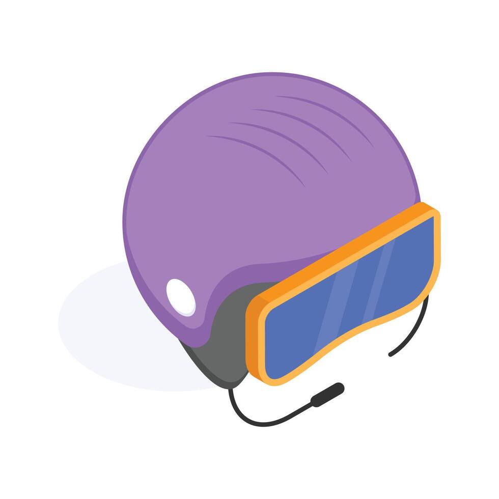 A protective ski helmet with built in goggles for snowy adventure vector