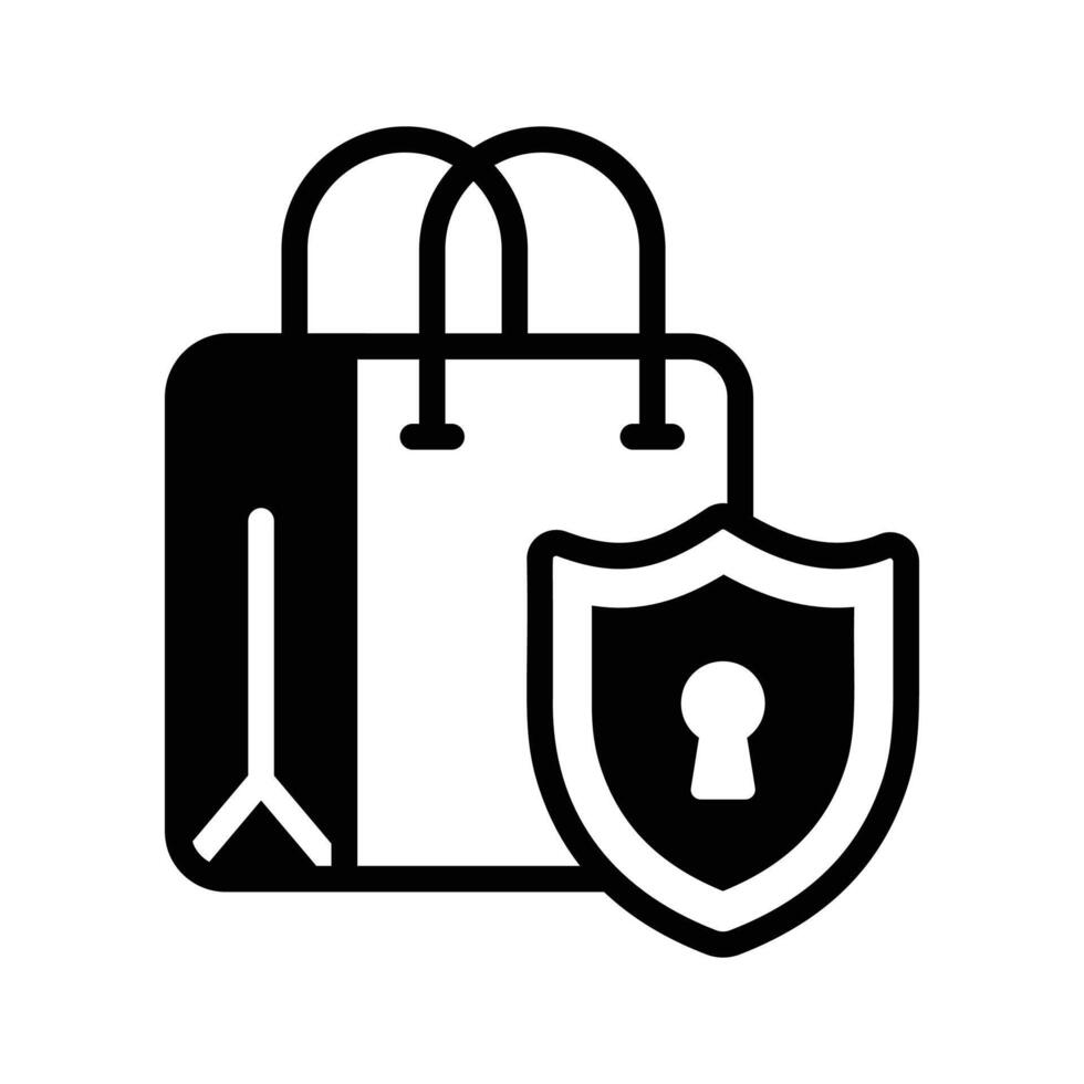 Shopping bag with safety shield concept icon of safe shopping vector