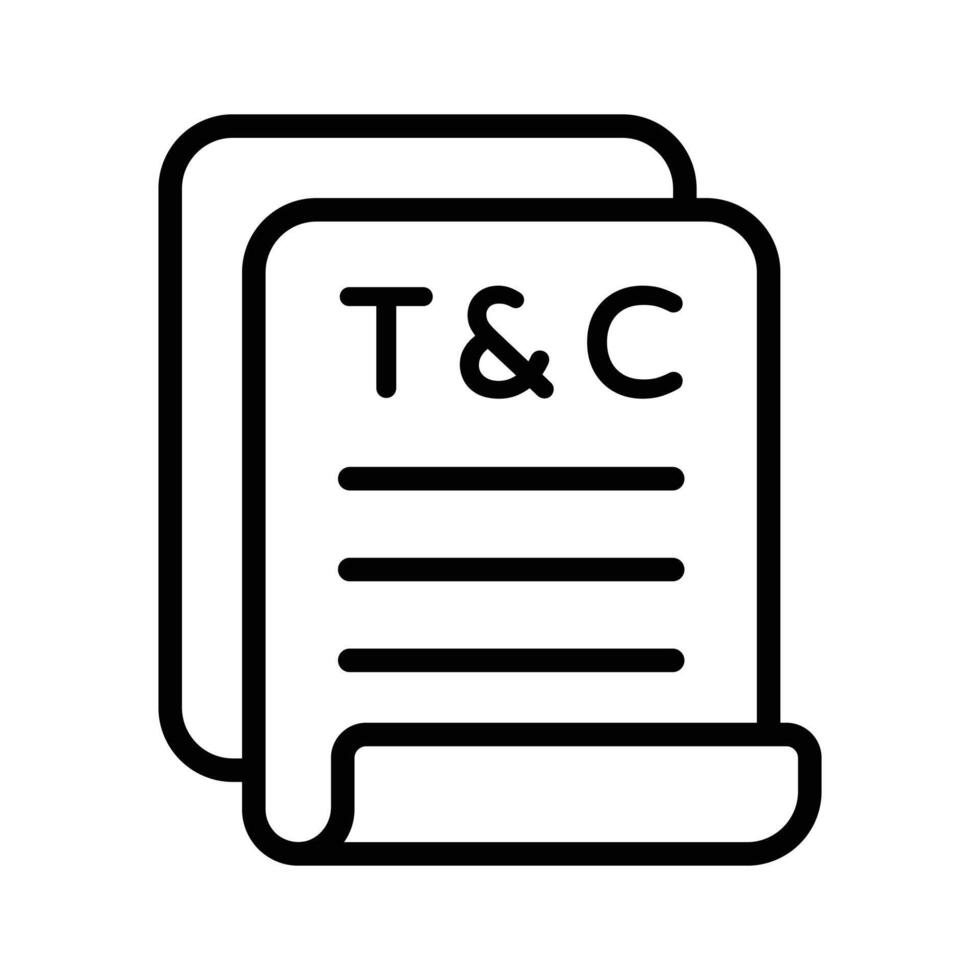 Document icon with T and C for legal or policy information vector