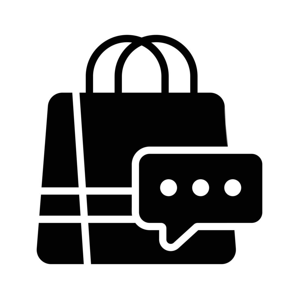 Icon of shopping bags with a chat bubble for support vector