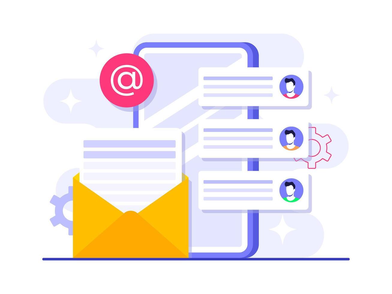 Email marketing flat illustration concept, Online business strategy, Advertising, Email newsletter, messaging vector