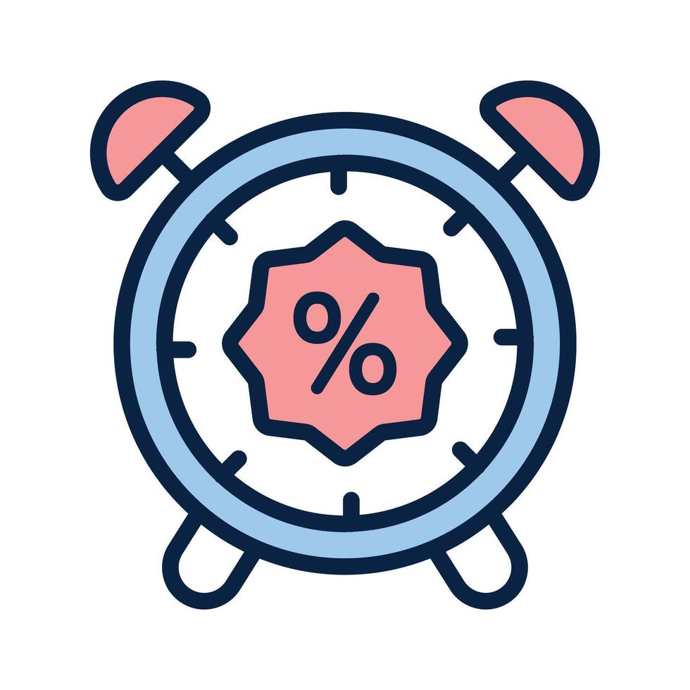 Alarm clock with percentage symbol for a time sensitive discount vector