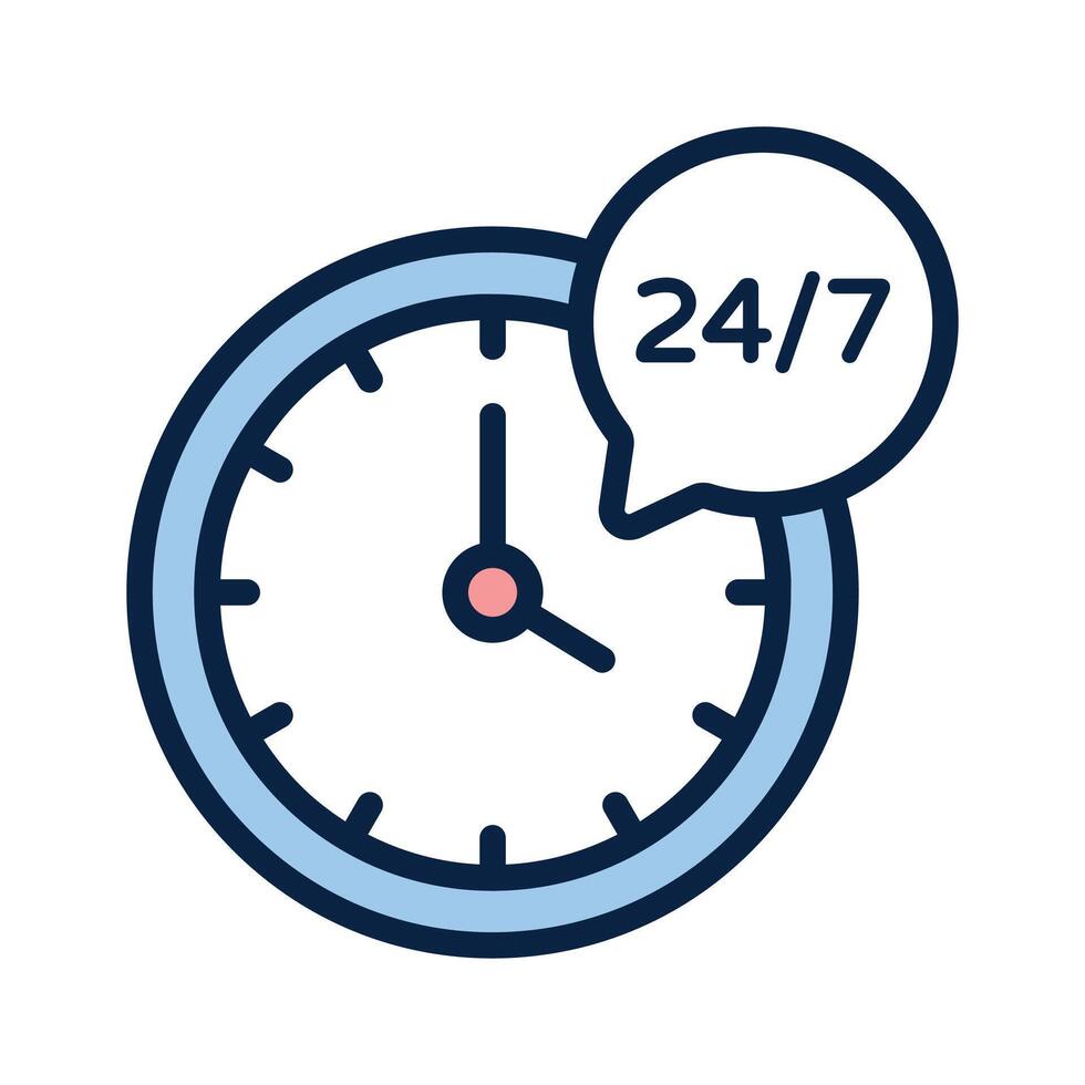 Icon representing 24 7 customer service for shopping vector