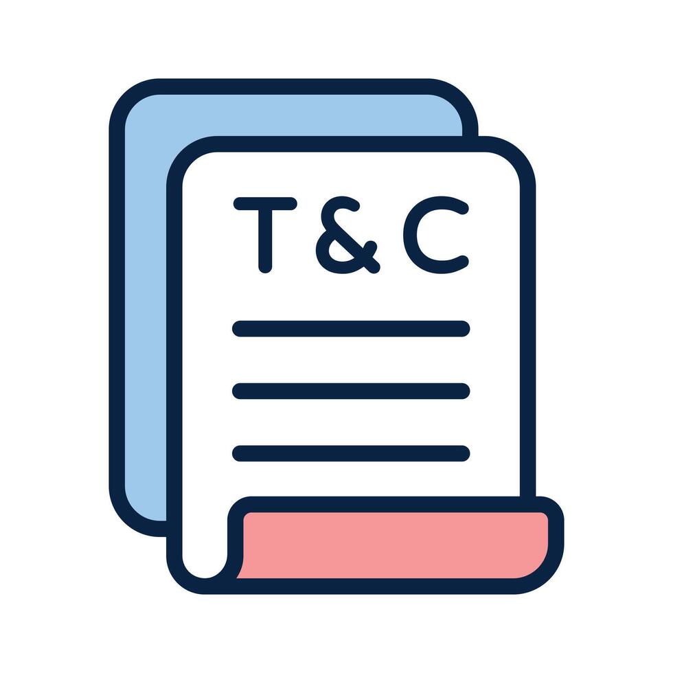 Document icon with T and C for legal or policy information vector