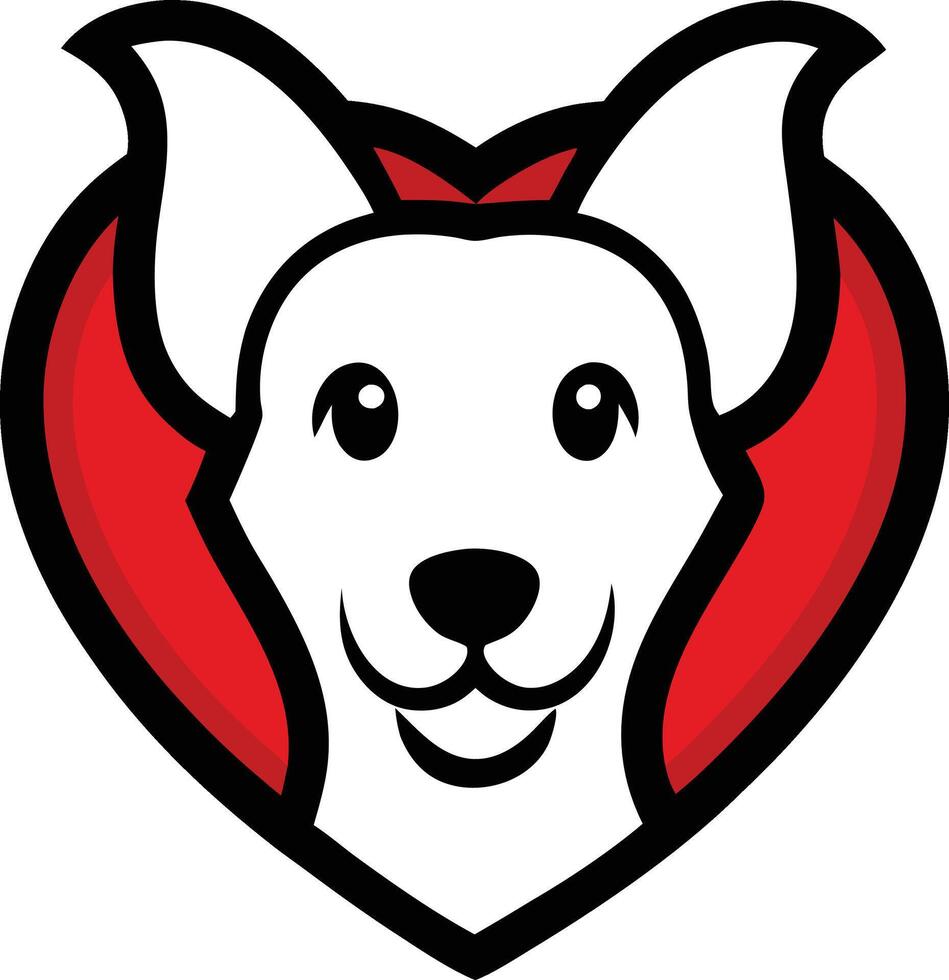 A dog's head is in the shape of a heart vector