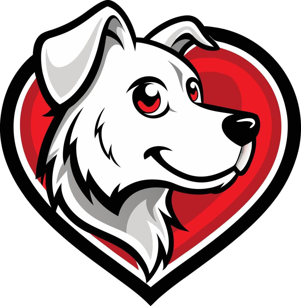 A dog head in a heart shape vector