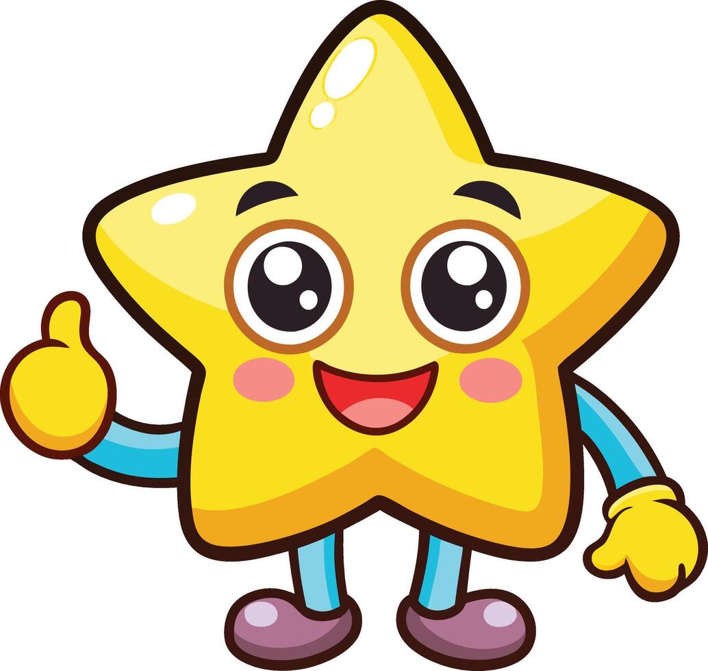 Happy Star Character Thumbs Up vector