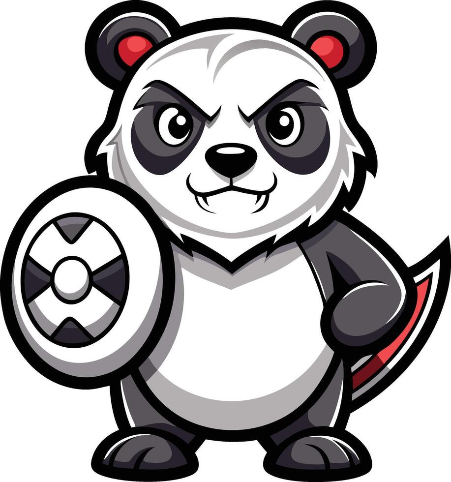 A cartoon panda bear holding a shield vector