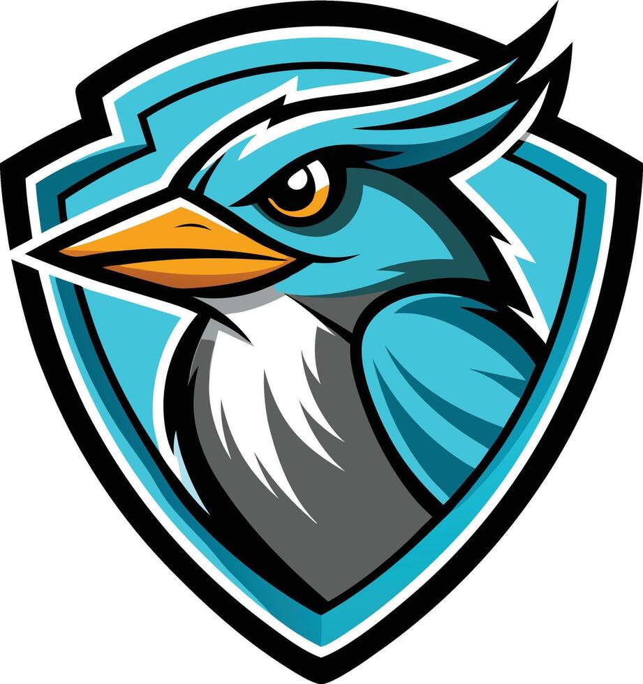 A blue bird with a long beak and a white beak vector