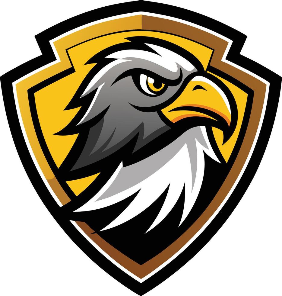 An eagle mascot head on a shield vector