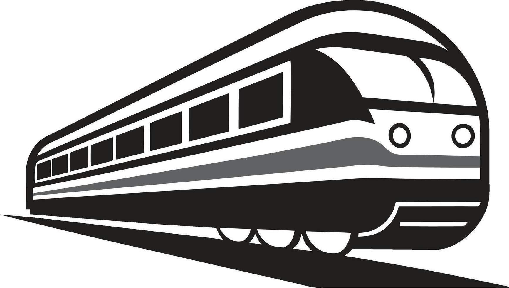 A black and white illustration of a train vector