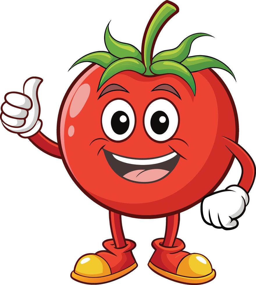 A cartoon tomato character giving a thumbs up vector