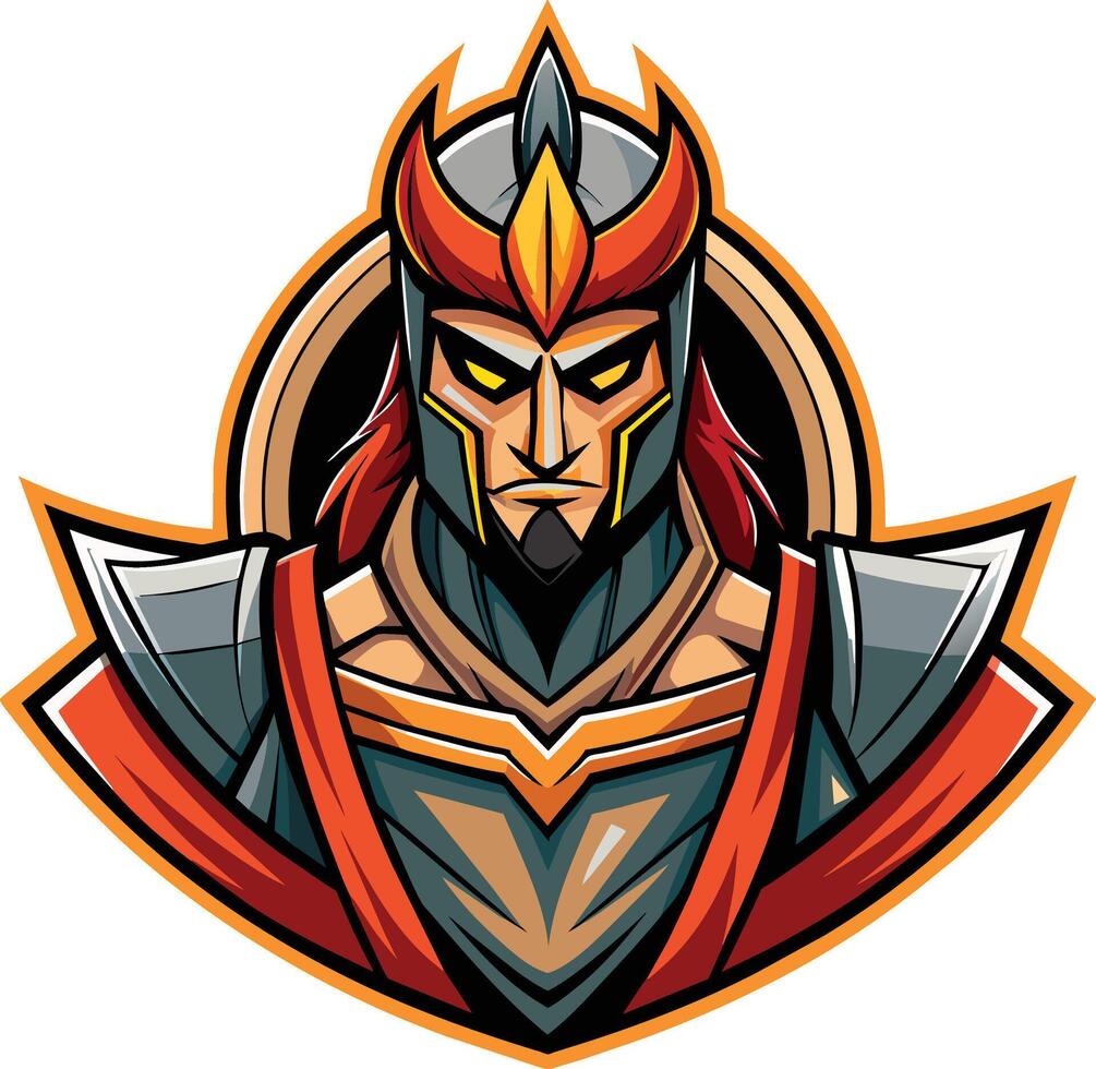 samurai personaje con un casco y armadura vector