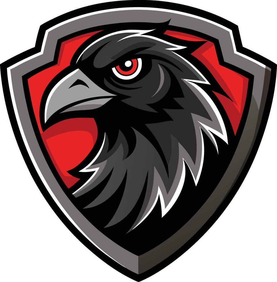A black and red eagle head on a shield vector