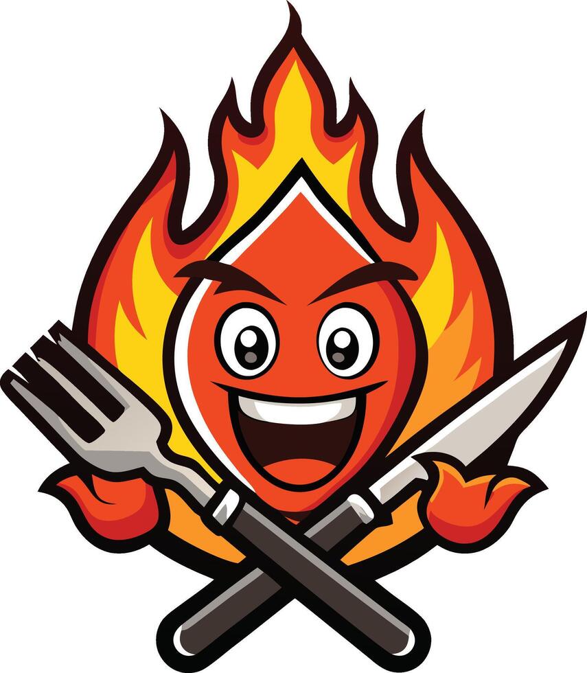 A cartoon fire and knife character vector