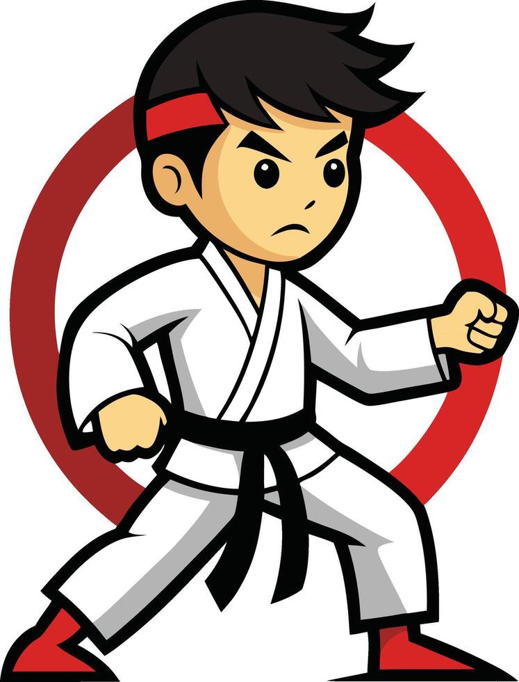 A cartoon boy in karate gear vector