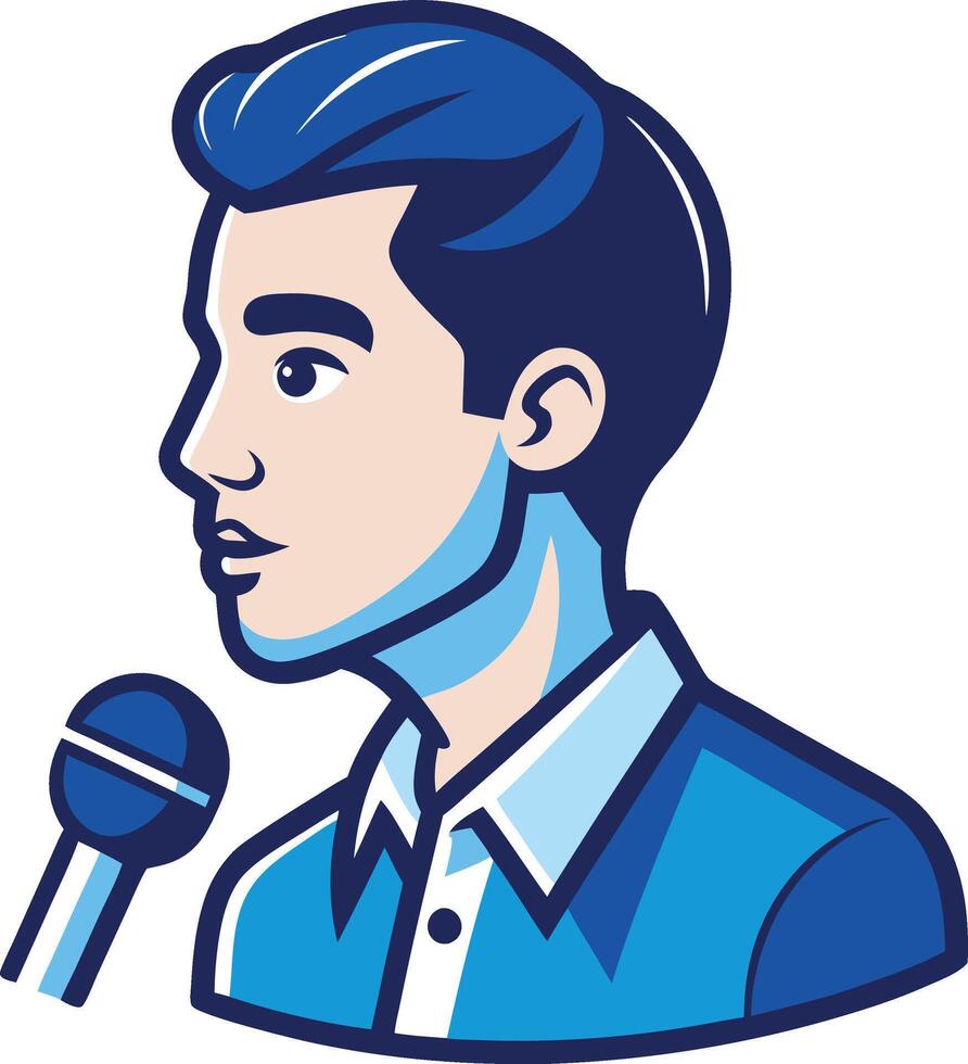A man with a microphone in his hand vector