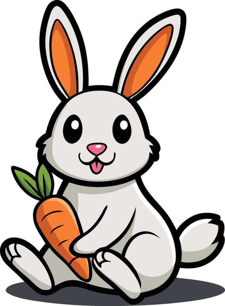 Cartoon rabbit holding carrot vector