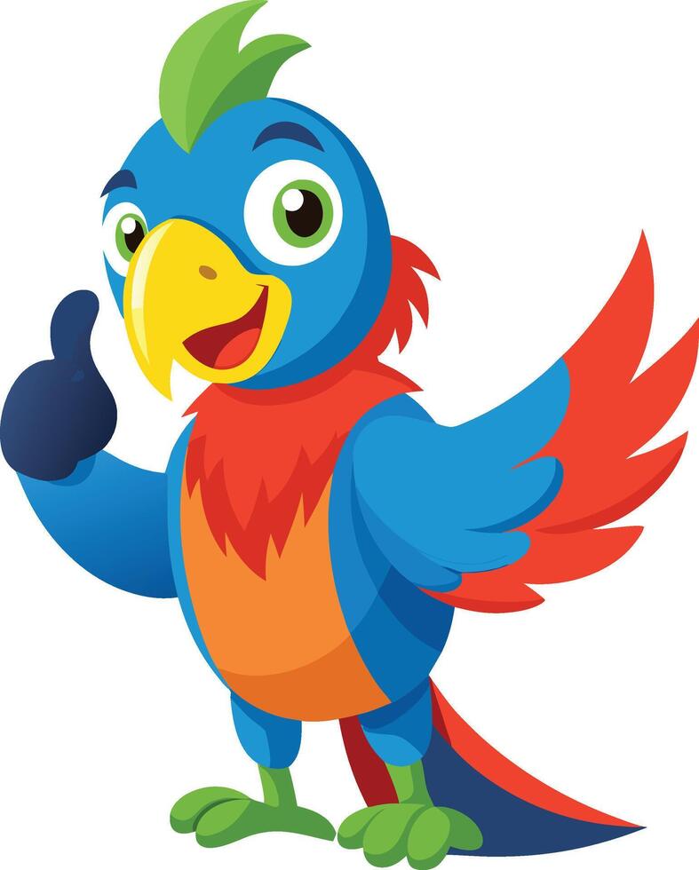 A cartoon parrot with a thumbs up vector