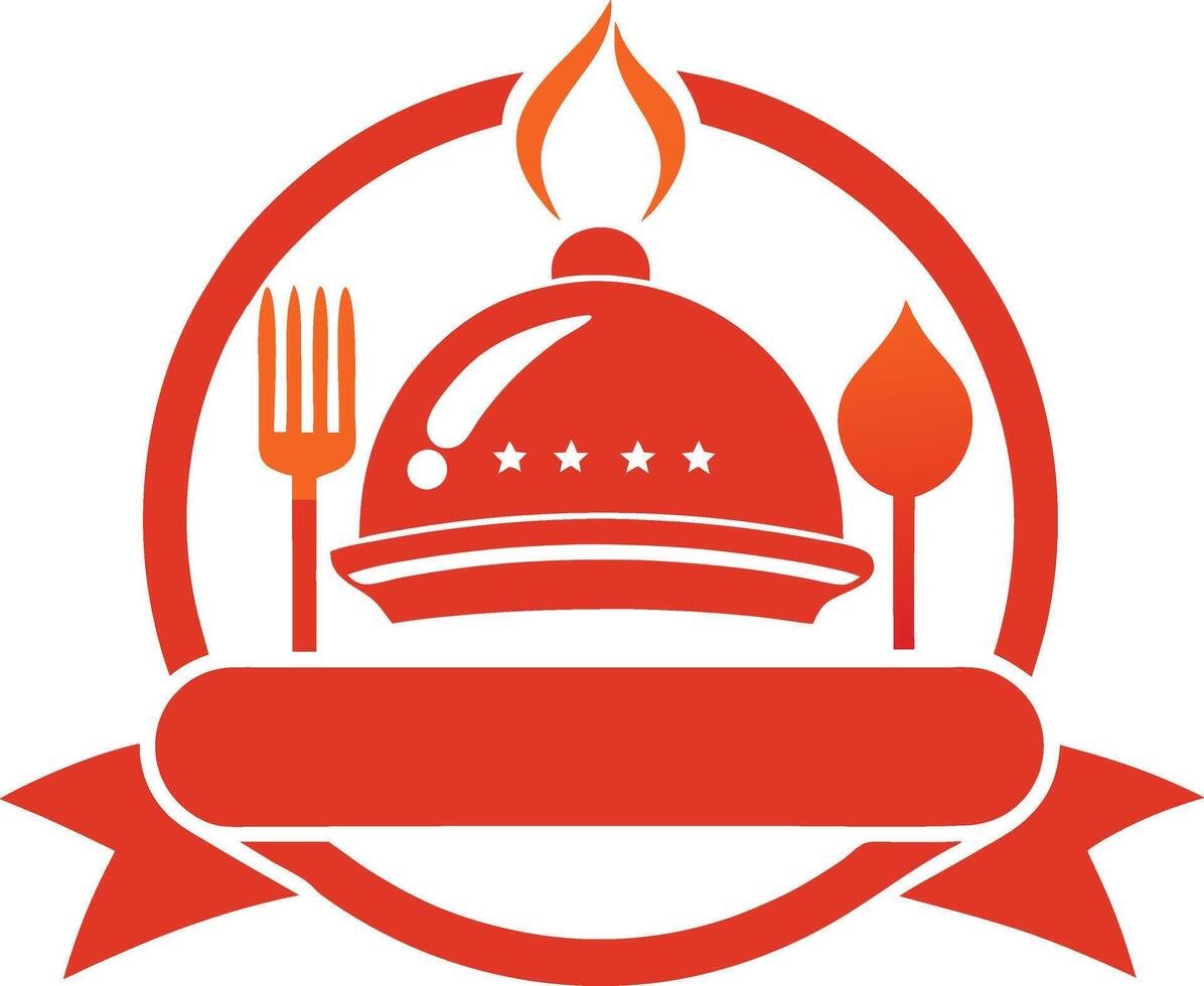 Restaurant logo with a plate and fork vector