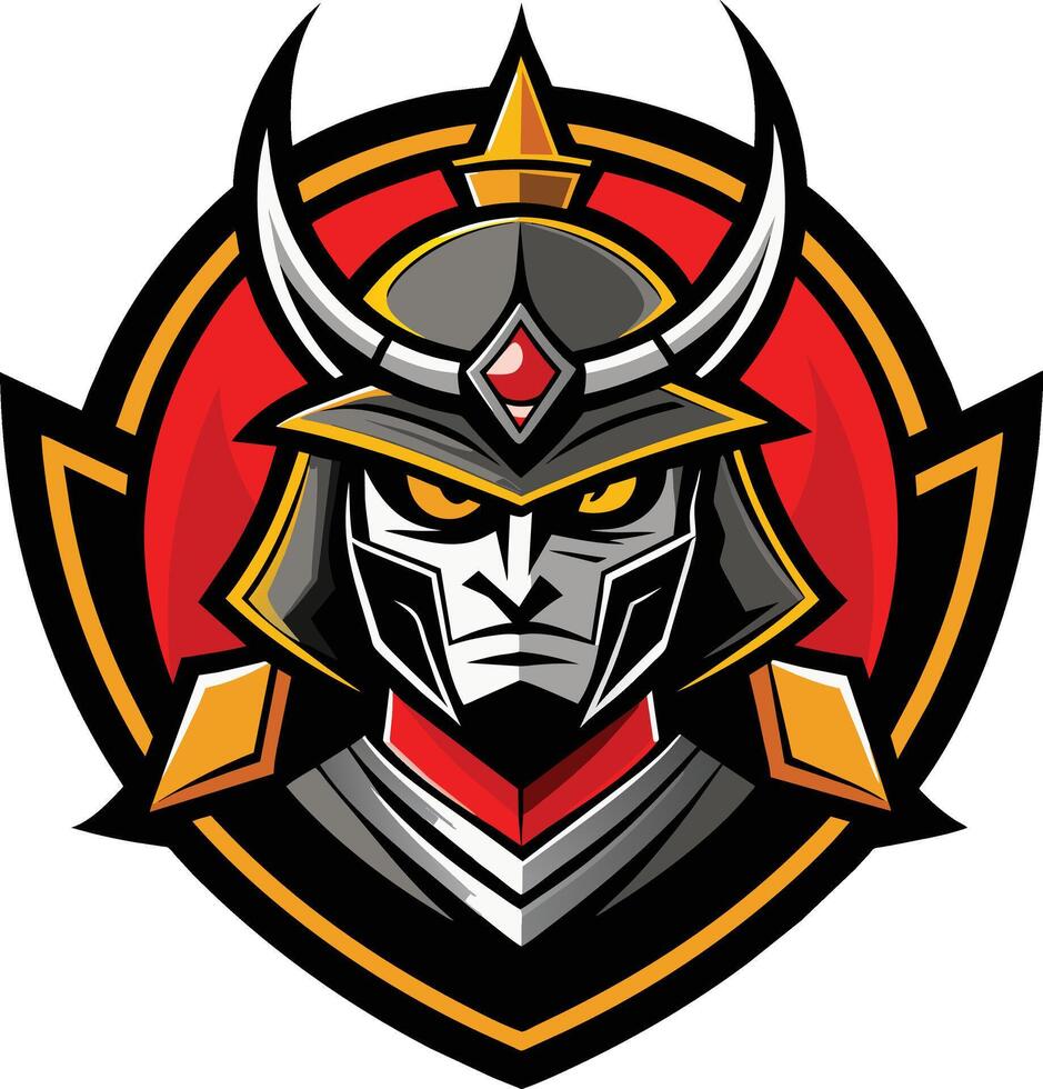 A samurai warrior with horns on his head vector