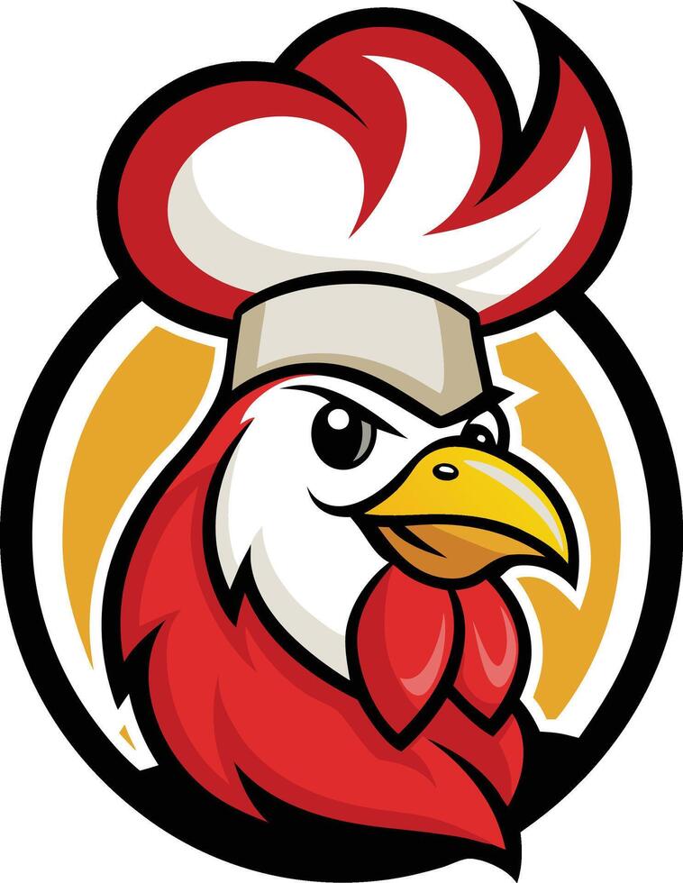 Rooster head chef mascot vector