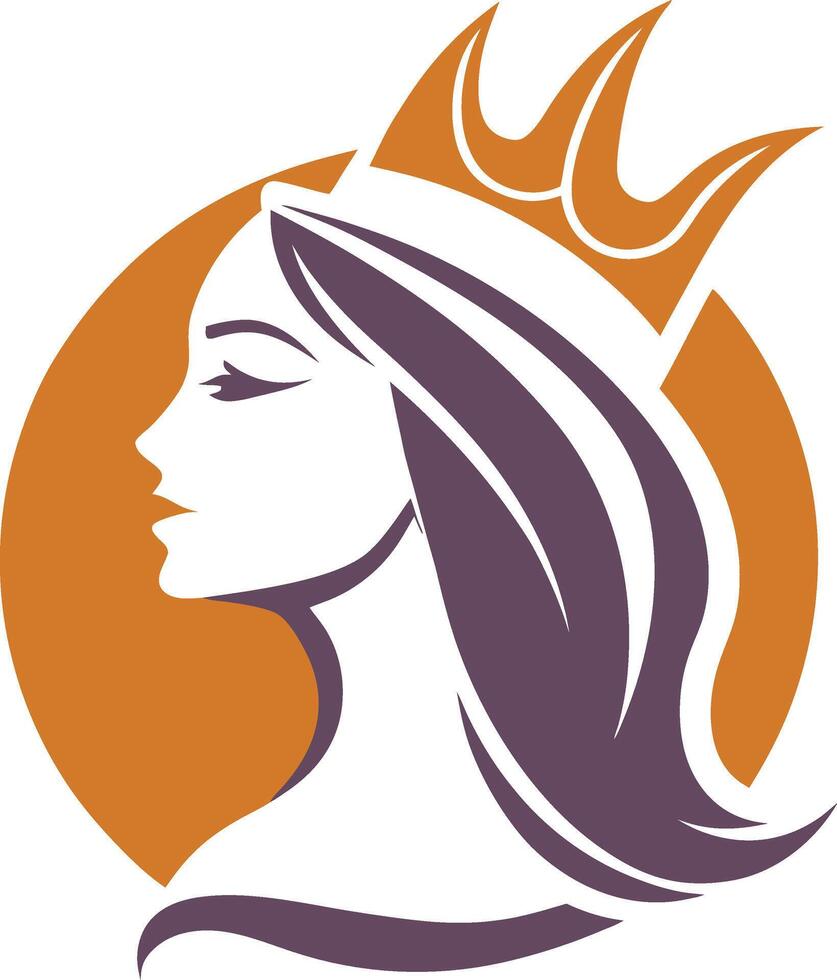 The queen logo with a woman's head vector