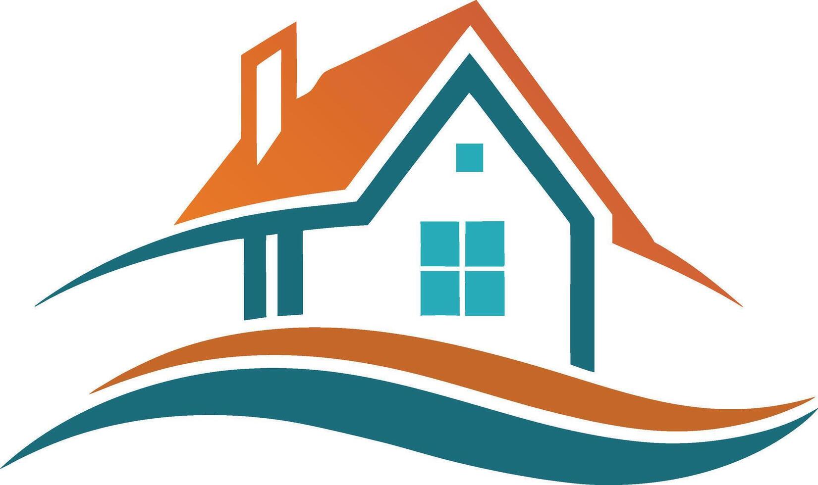A house logo with waves and a roof vector