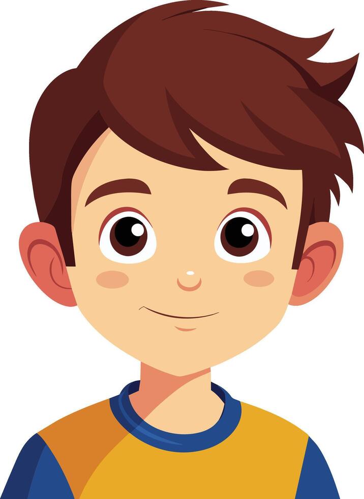 A cartoon boy with brown hair and blue eyes vector