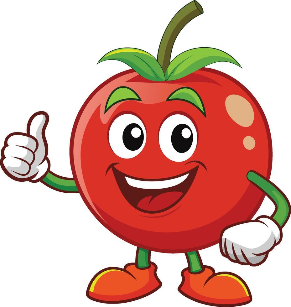 A cartoon tomato character giving a thumbs up vector
