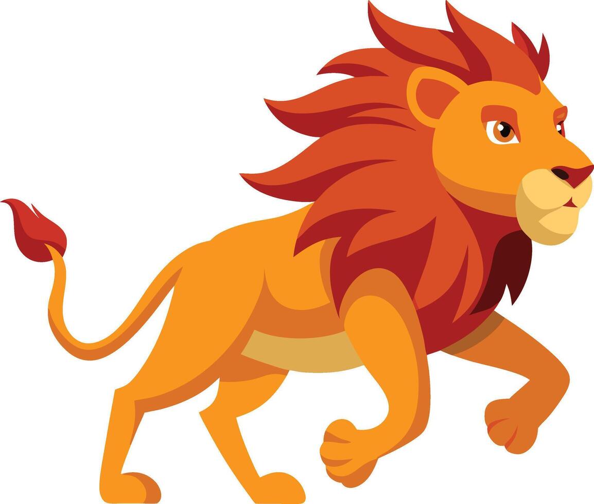 A cartoon lion running on a white background vector