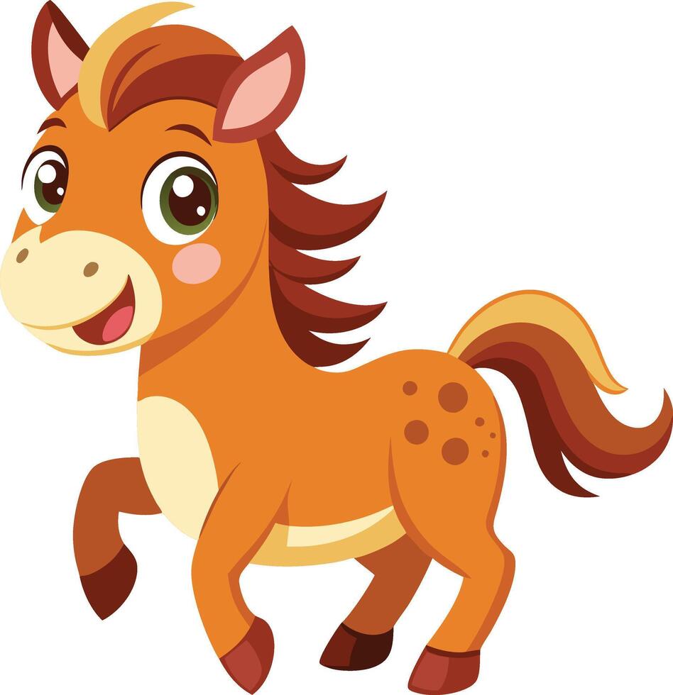 A cartoon horse with brown hair and a white face vector