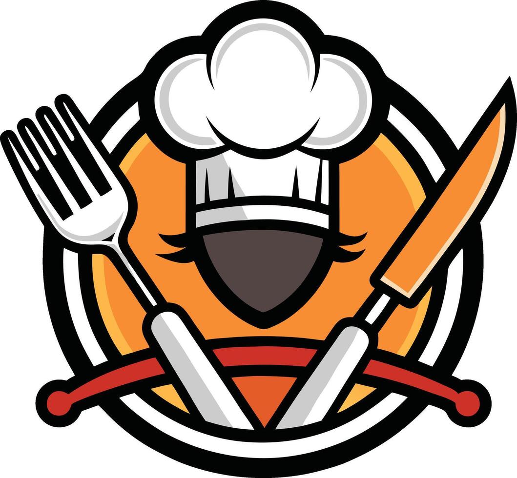 Chef hat and knife vector