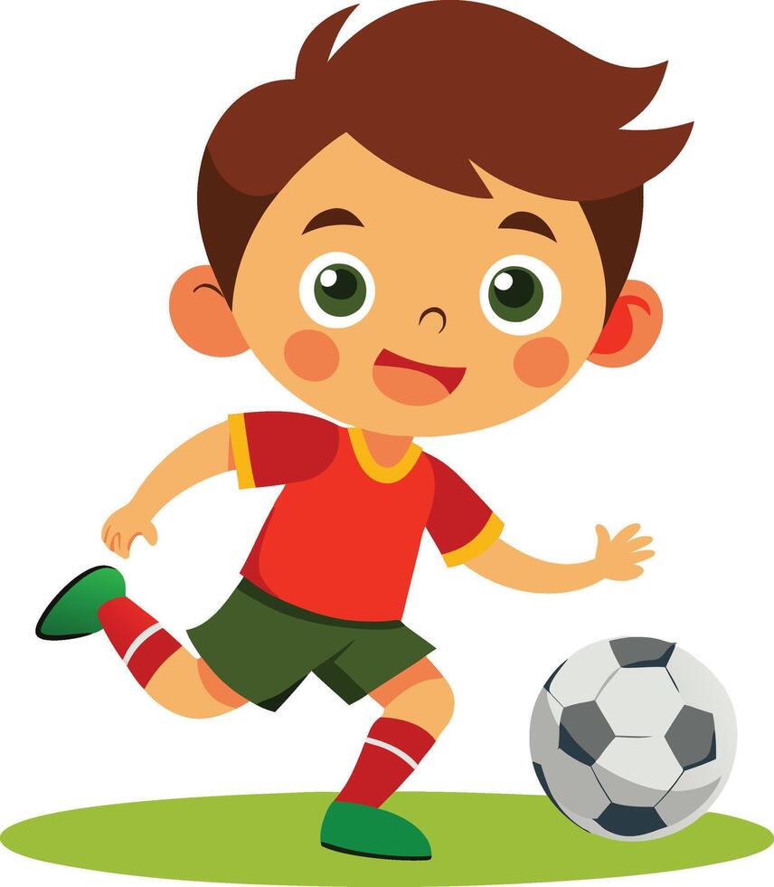 A boy playing soccer vector
