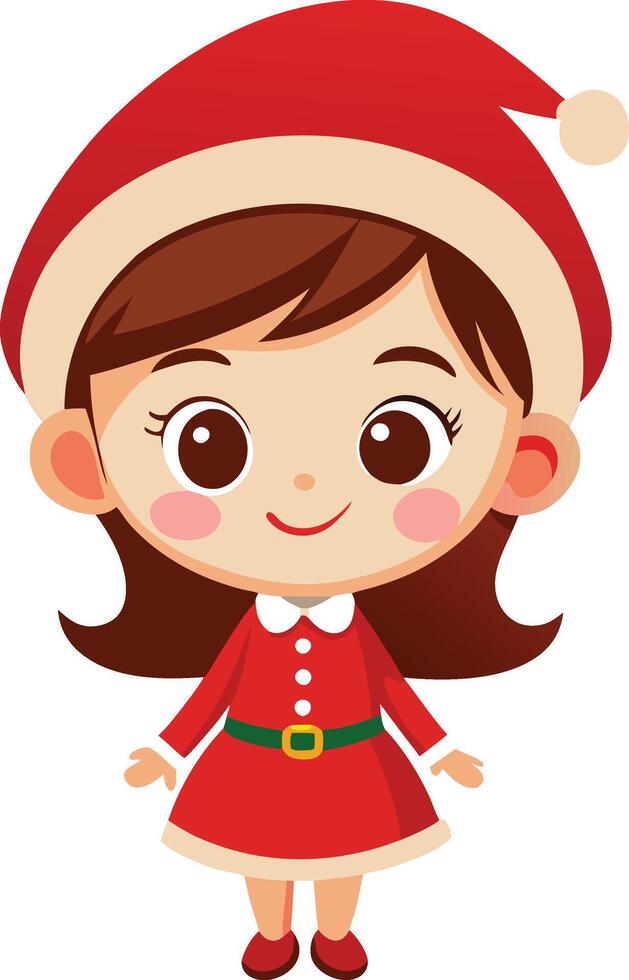 A cartoon girl in a santa hat vector