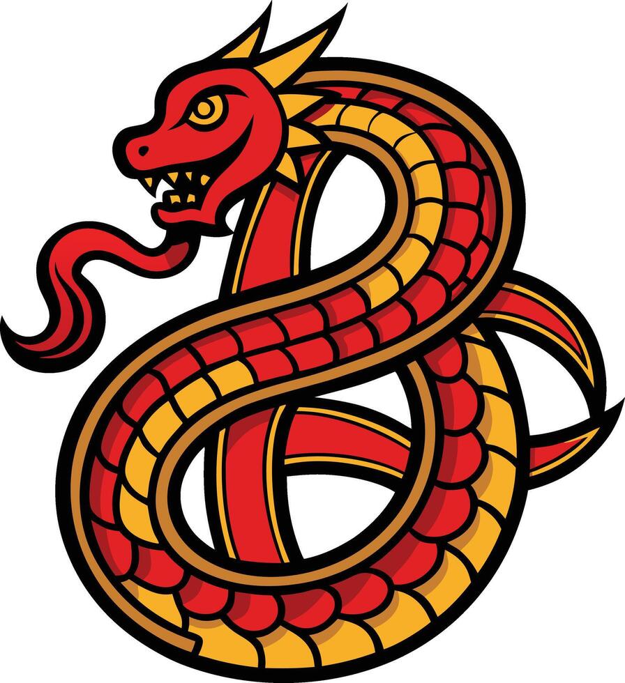 A red and yellow snake with a long tail vector