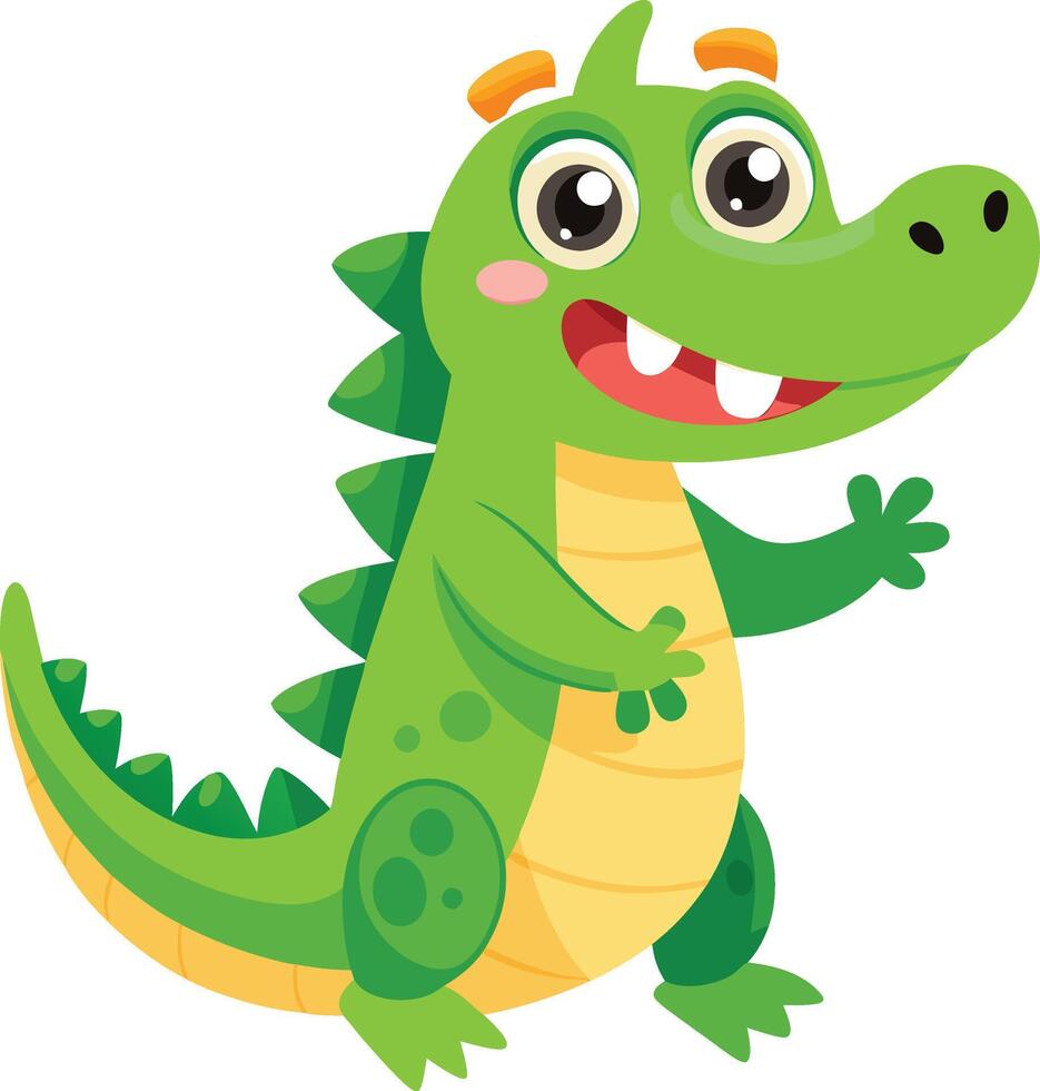 Cute cartoon crocodile illustration vector