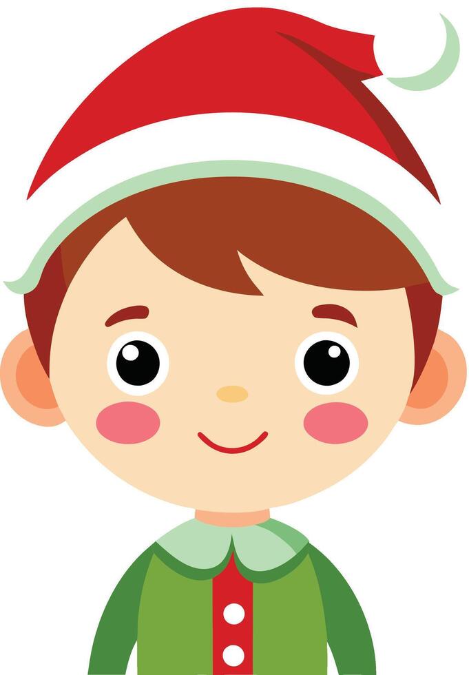 A cartoon elf with a red hat and green shirt vector